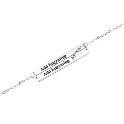Personalised Horizontal Bar Necklace With Heart-Jessemade AU