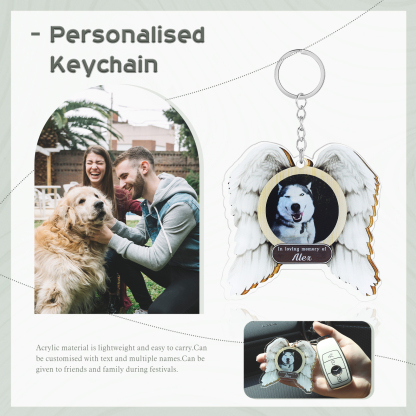 Acrylic Pet Memorial Keychain Customised Name & Text & Photo Keychain Personalised Commemorative Gift-Jessemade AU