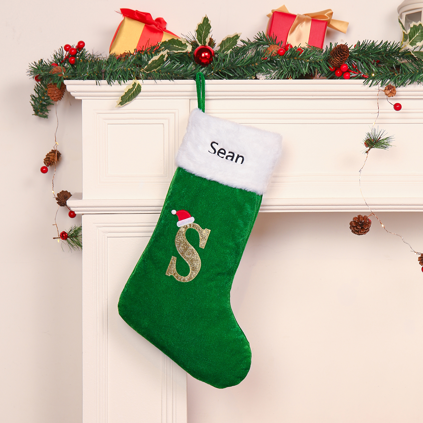 Christmas Letter Stockings Ornaments Custom 1 Name Fireplace Sock Decor Personalised Gifts for Family Friends-Jessemade AU