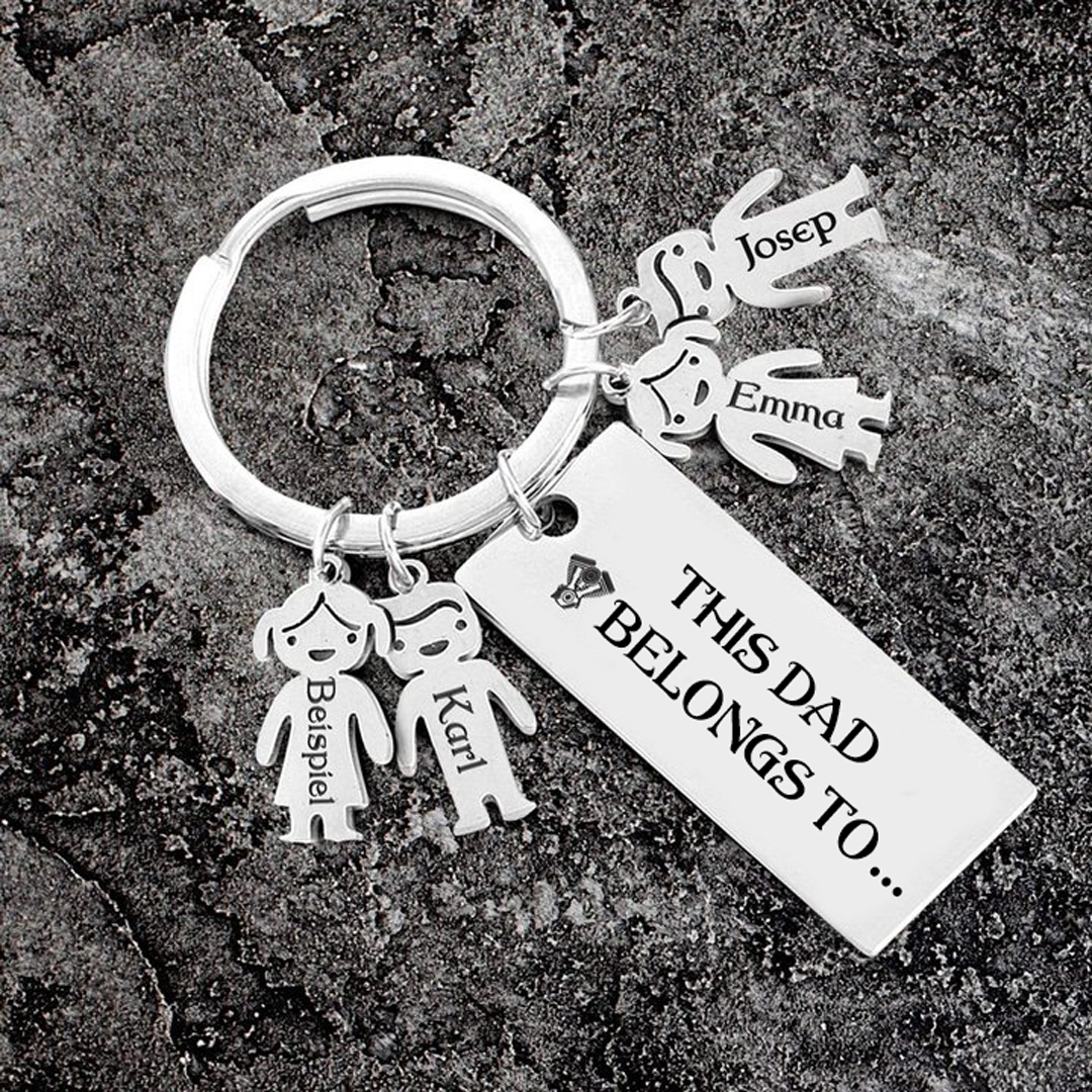 4 Names-Personalised 4 Children's Name Keychain-To My Dad-Gift Box Gift Card Set-Jessemade AU