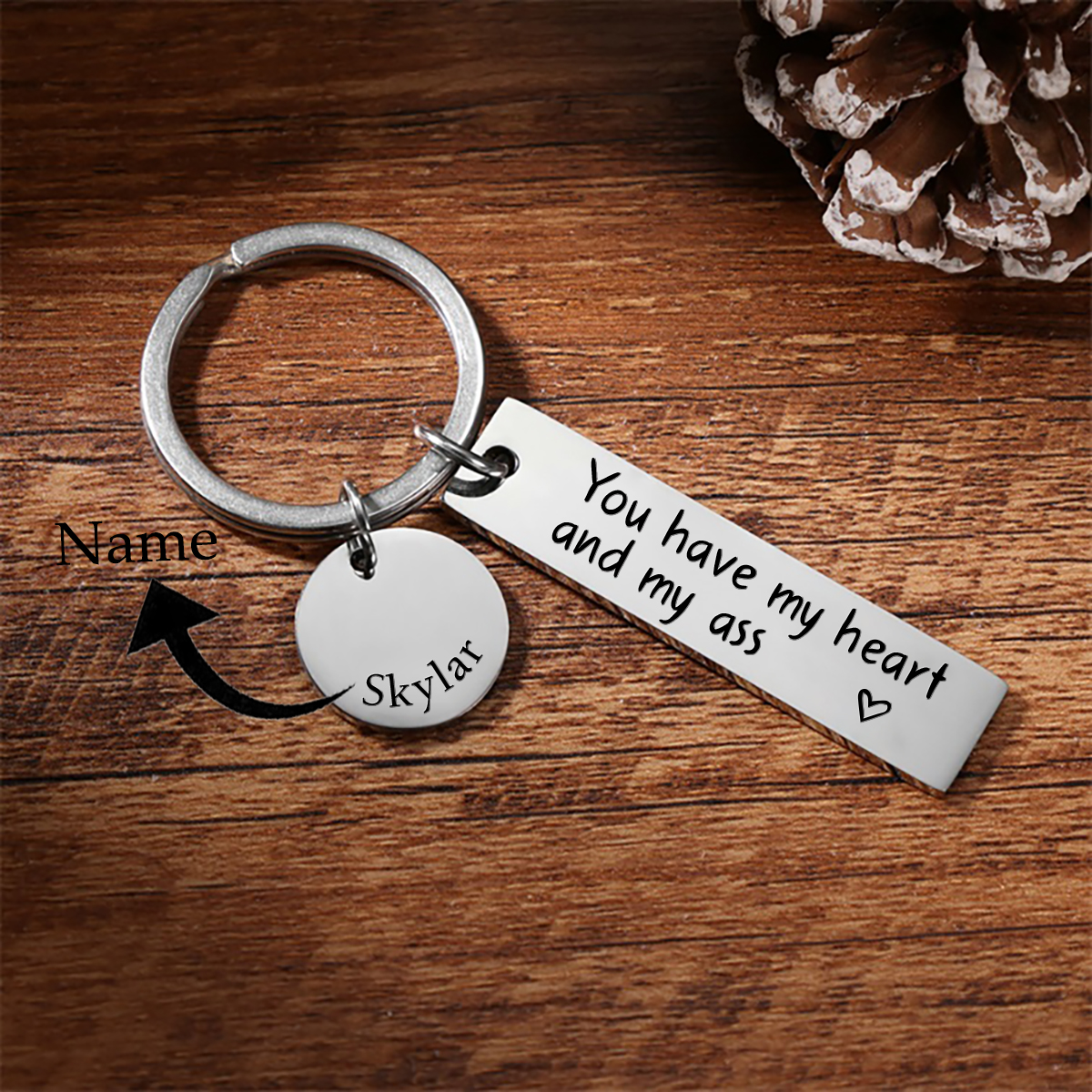 Personalised Couple Keychain Custom Name Keyring "You Have My Heart And My Ass" Valentine's Day Gifts for Couples-Jessemade AU