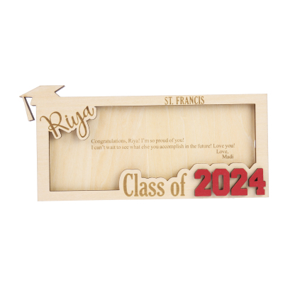 Class of 2024 Personalised Graduation Cash Clip Custom 1 Name & 2 Texts Cash Box Creative Gifts-Jessemade AU