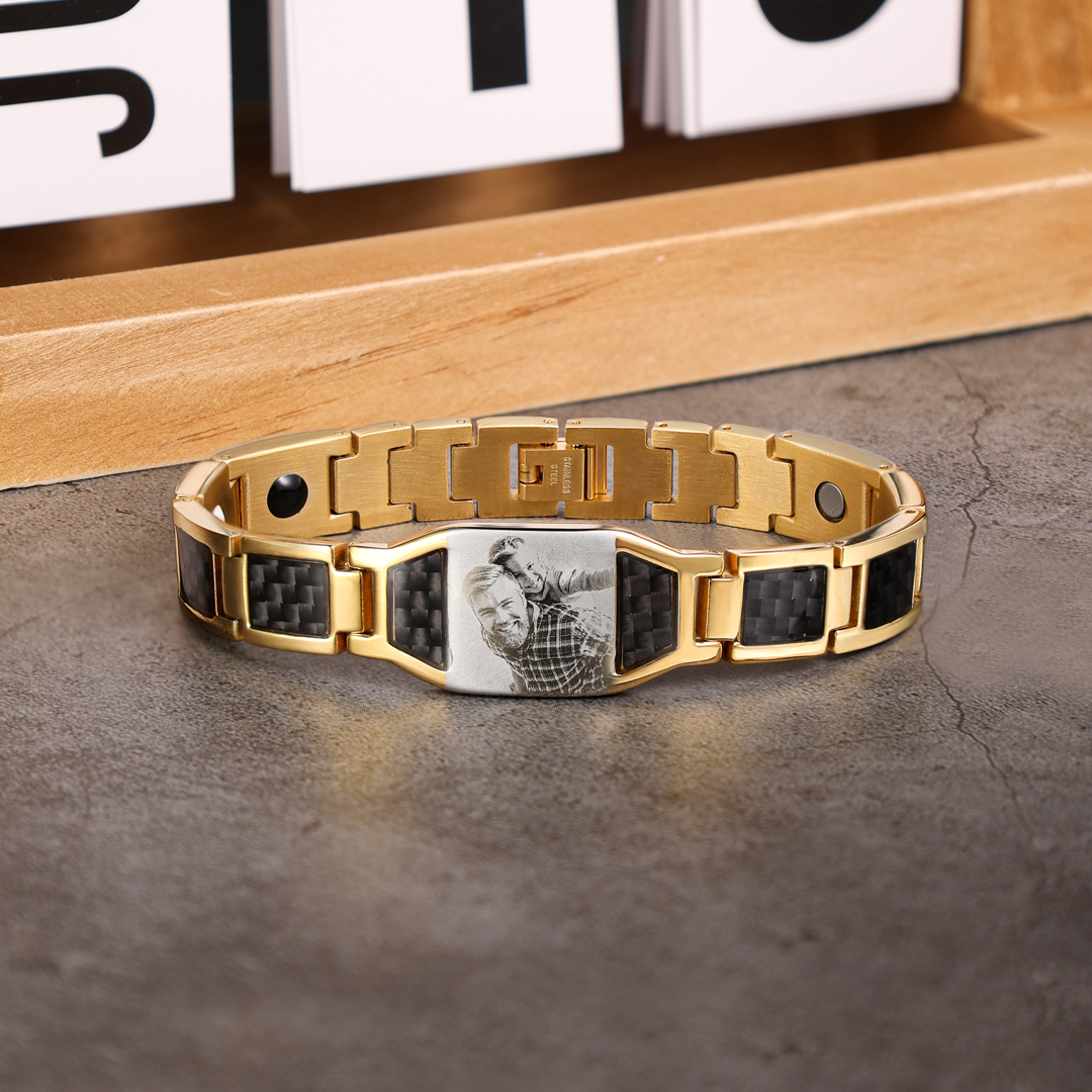 Personalised Bracelet Custom Photo ID Bar Men's Bracelet Bangle Gifts For Him-Jessemade AU