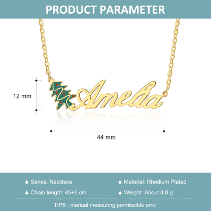 Personalised Christmas Tree Name Necklace in Gold Gifts for Her-Jessemade AU