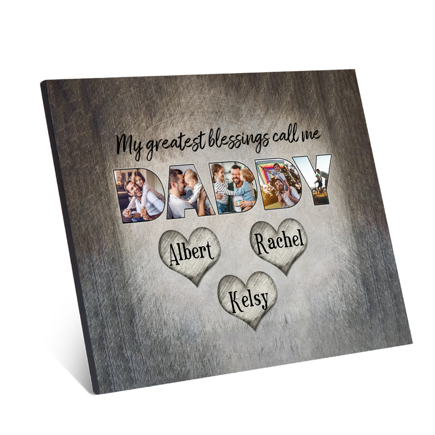 My Greatest Blessing Call Me Daddy Personalised Photo Frame Wood Signs Engrave 3 Names-Jessemade AU