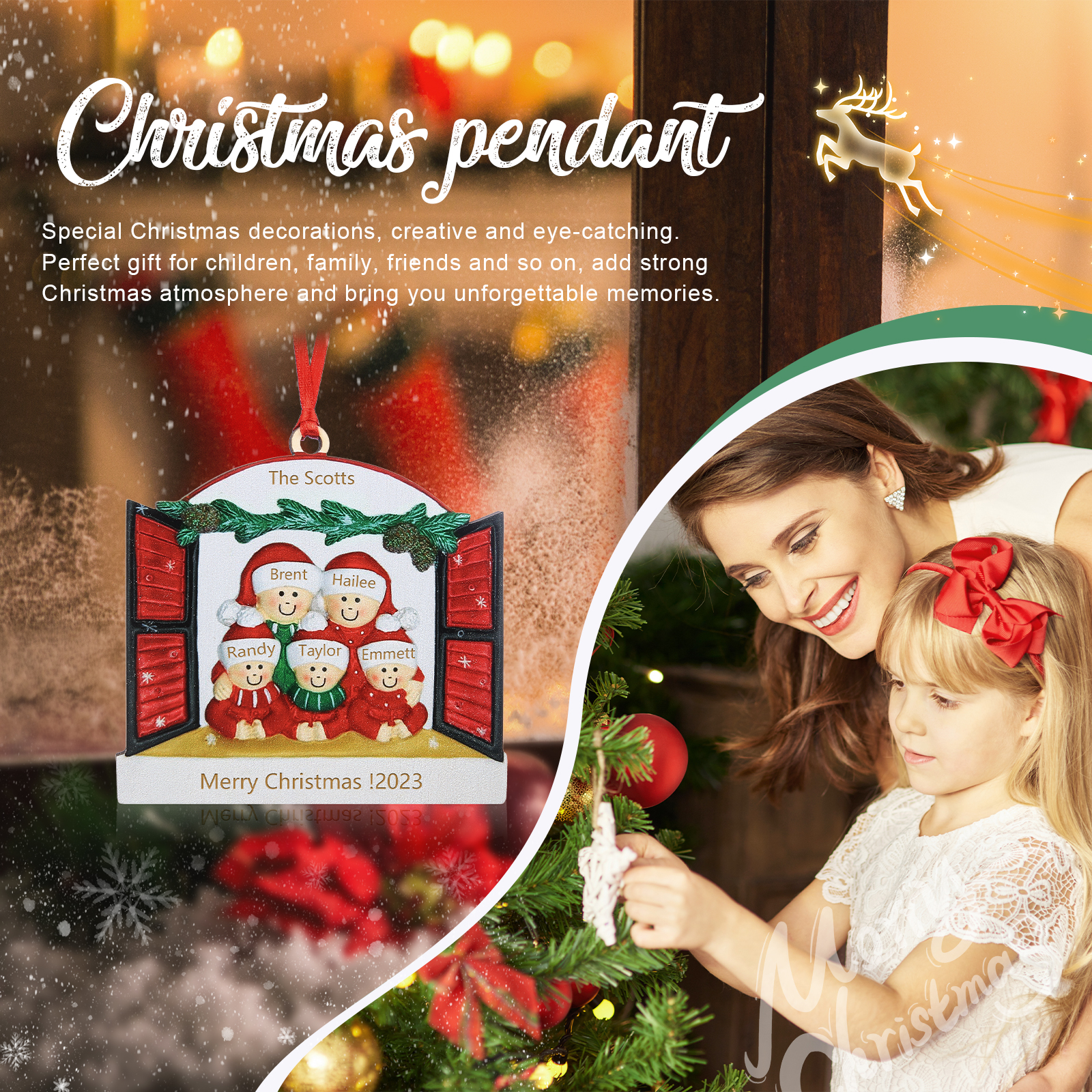 5 Names - Personalised Wooden Christmas Ornaments Customised Text & Date Xmas Decor Gifts for Family Friends-Jessemade AU