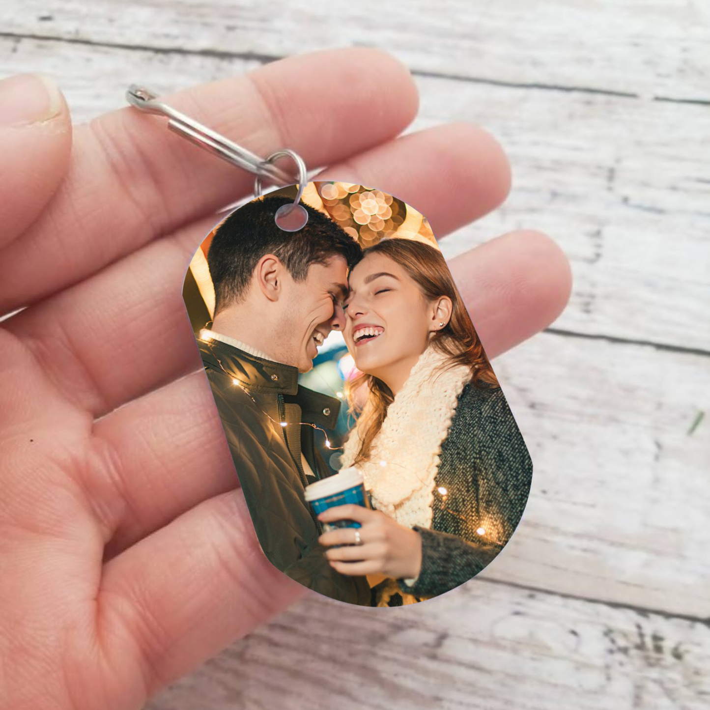 Personalised Couple Photo Keychain Customised 2 Names Keyring Valentine's Day Gifts - Come Home Safe, I Need You Here With Me-Jessemade AU