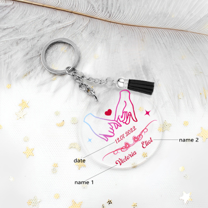 Personalised Pinky Swear Couple Keyring Custom 2 Names & Date Acrylic Keychain Valentine's Day Anniversary Gift for Couples-Jessemade AU