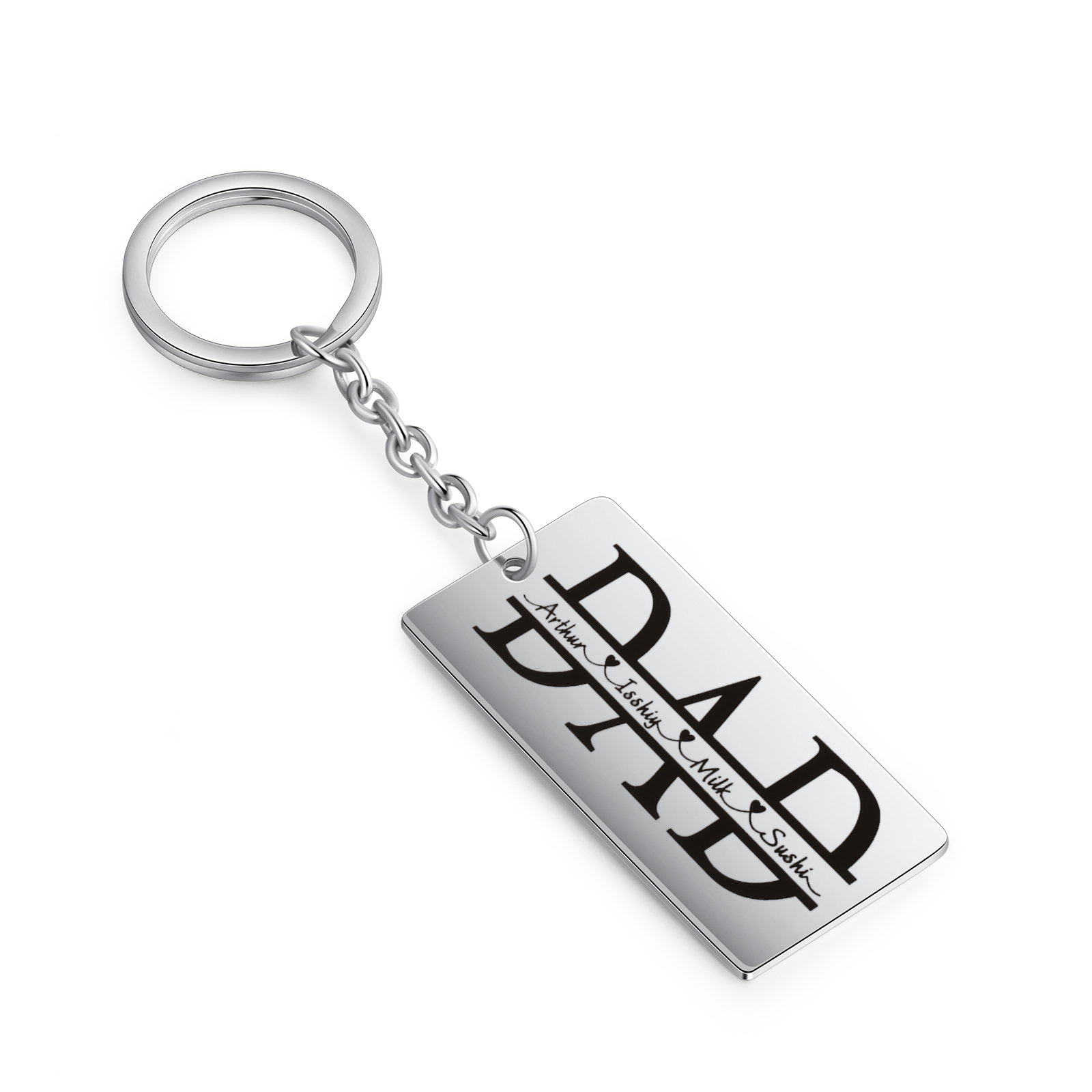 Personalised Keychain Engraved 4 Names Keychain Gifts For Father-Jessemade AU