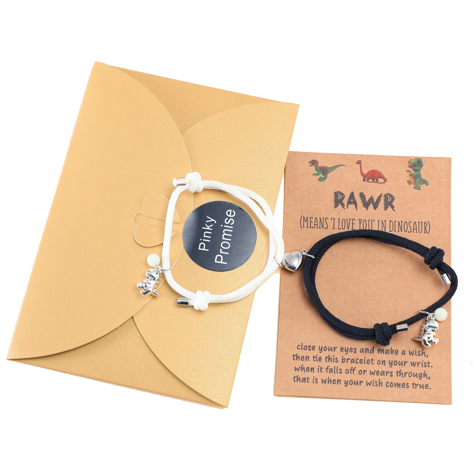 Two Souls One Heart Bracelet With Dinosaur Pendant Magnetic Bracelet Set-Jessemade AU