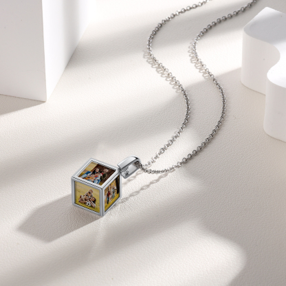 Family Photo Rubik's Cube Necklace Customised 6 Photos Necklace Gifts For Her-Jessemade AU
