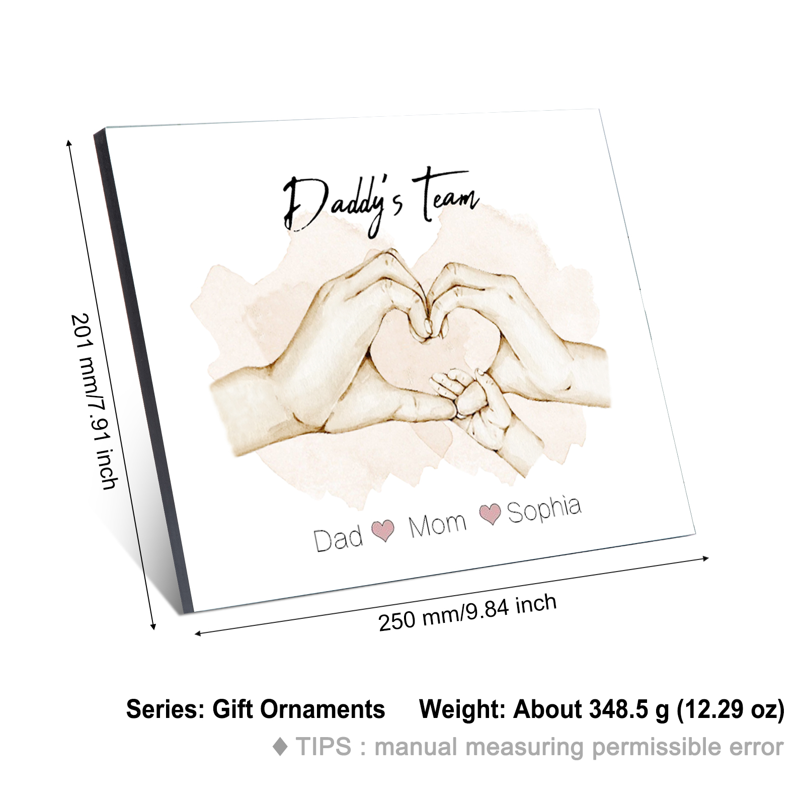 Personalised Heart Holding Hands Picture Board Custom 3 Names Family Keepsake Wood Signs Photo Frame-Jessemade AU