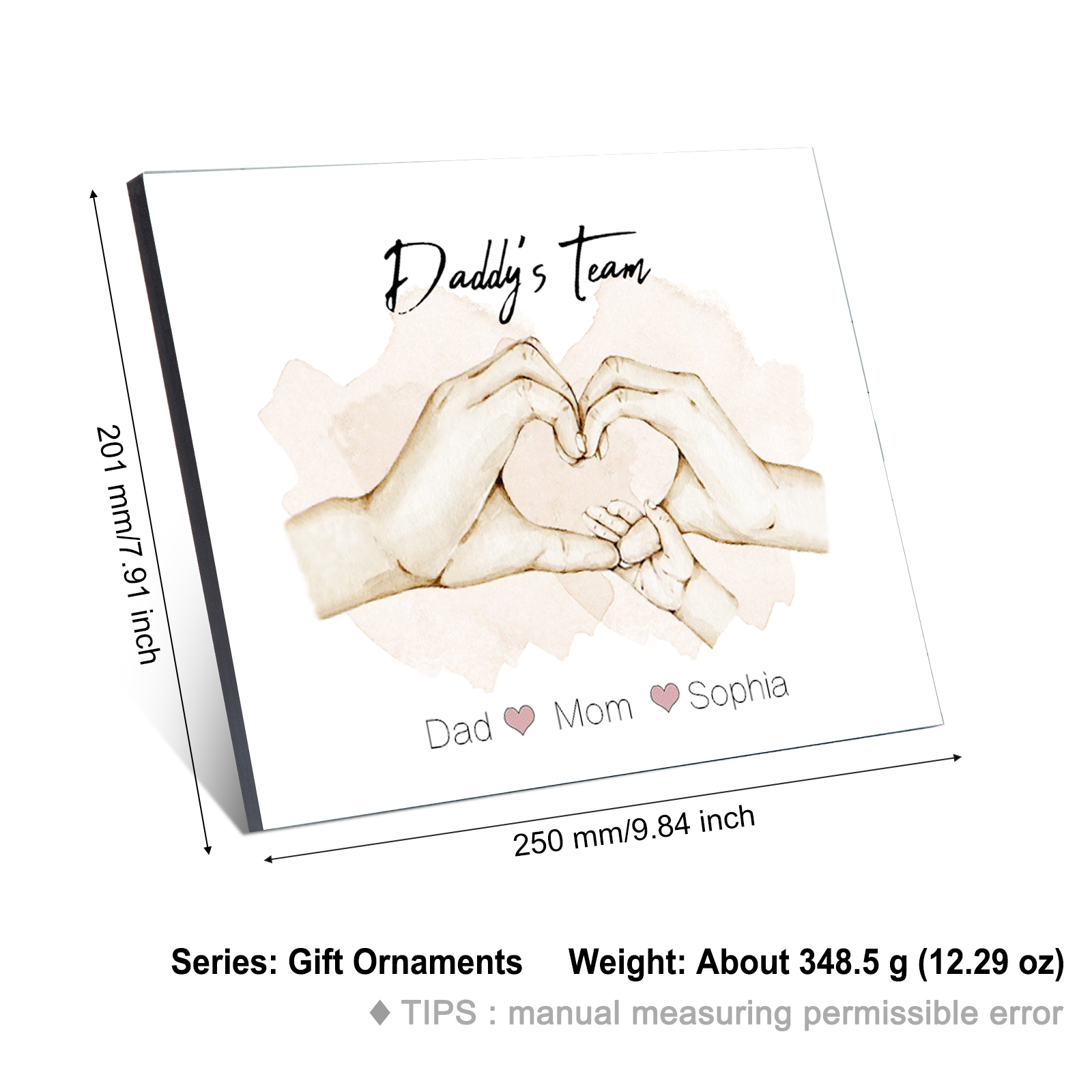 Personalised Heart Holding Hands Picture Board Custom 3 Names Family Keepsake Wood Signs Photo Frame-Jessemade AU