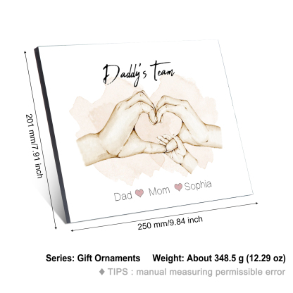 Personalised Heart Holding Hands Picture Board Custom 3 Names Family Keepsake Wood Signs Photo Frame-Jessemade AU