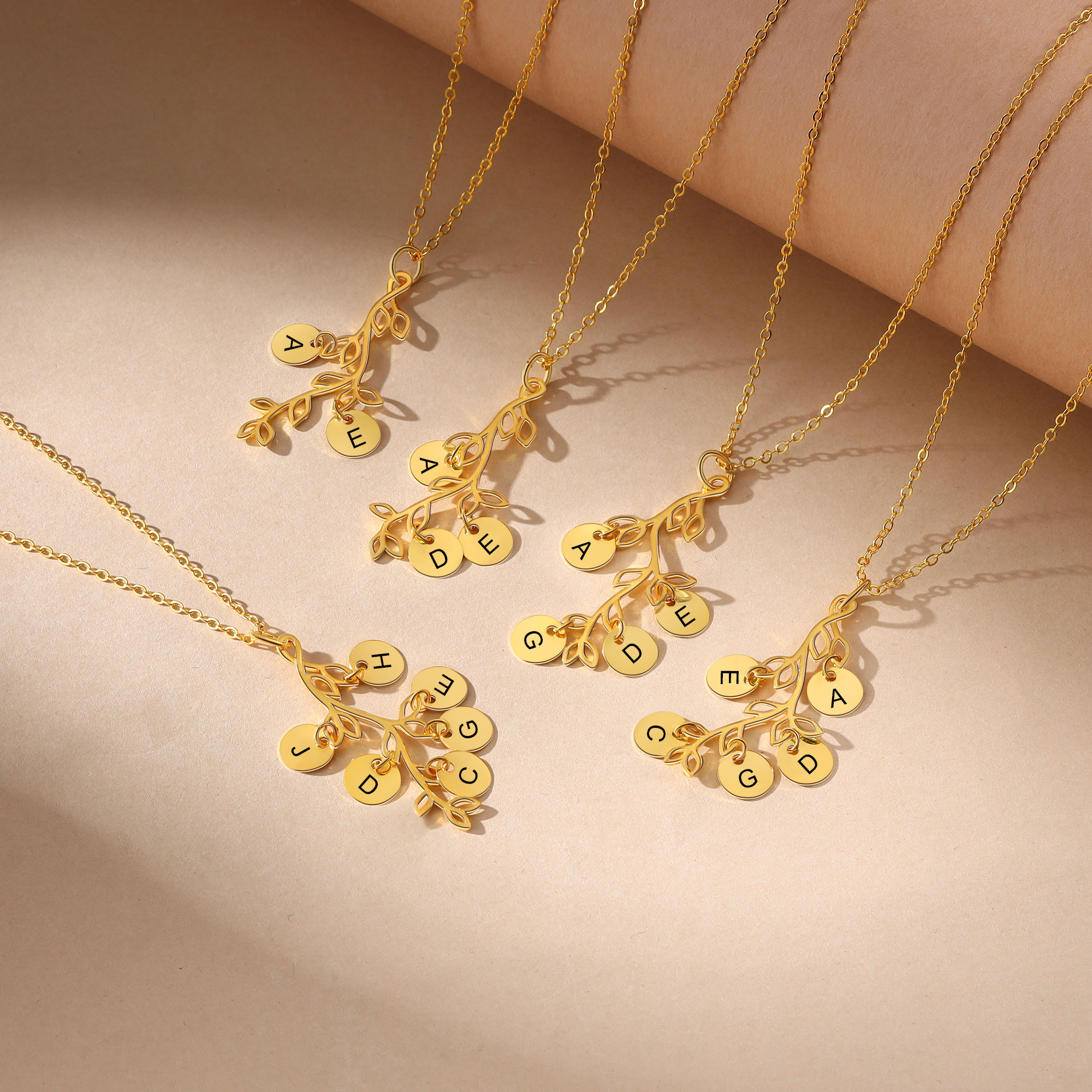 Personalised Branches Pendant Necklace Custom 3 Letters Circle Charm Necklace Gold Birthday Gift for Her-Jessemade AU
