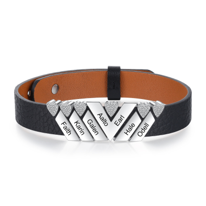 Mother's Day Gifts Personalised Leather Bracelet With 7 Names Gifts For Women-Jessemade AU