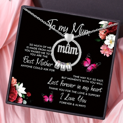 Personalised Circle Necklace With 3 Birthstones Pendant Engraved Names Gift For Mum-Jessemade AU