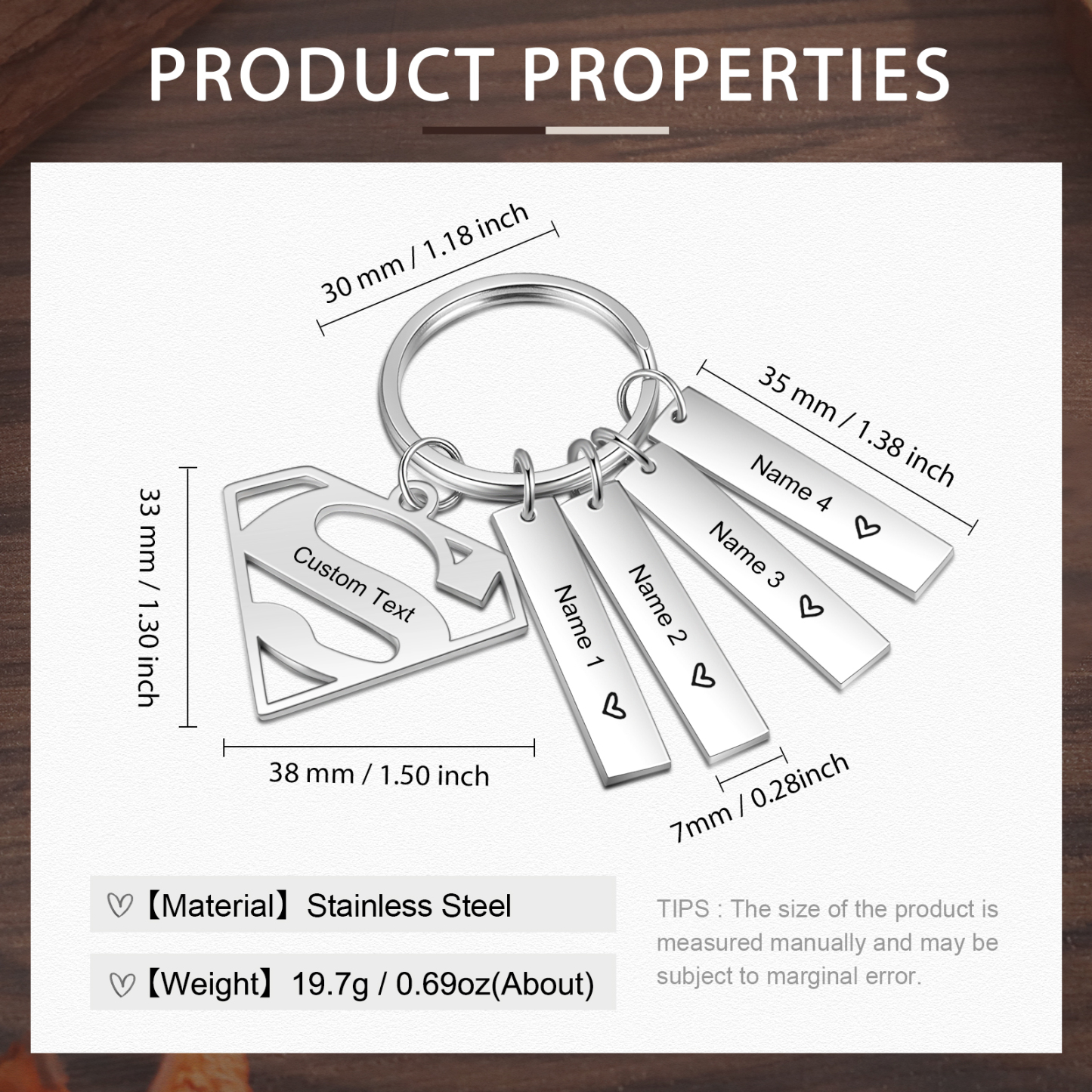 Custom Supermun Sign Keychain Engrave 4 Names Keyring For Mum-Jessemade AU