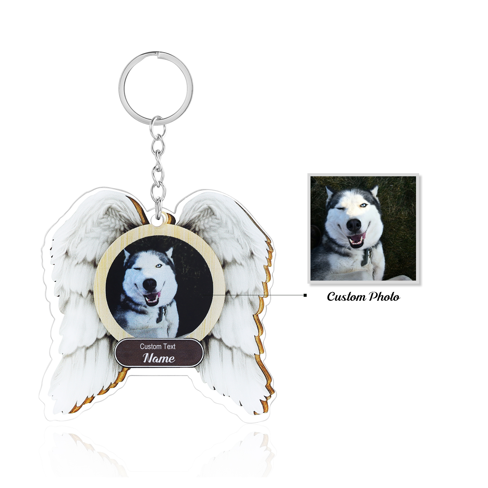 Acrylic Pet Memorial Keychain Customised Name & Text & Photo Keychain Personalised Commemorative Gift-Jessemade AU