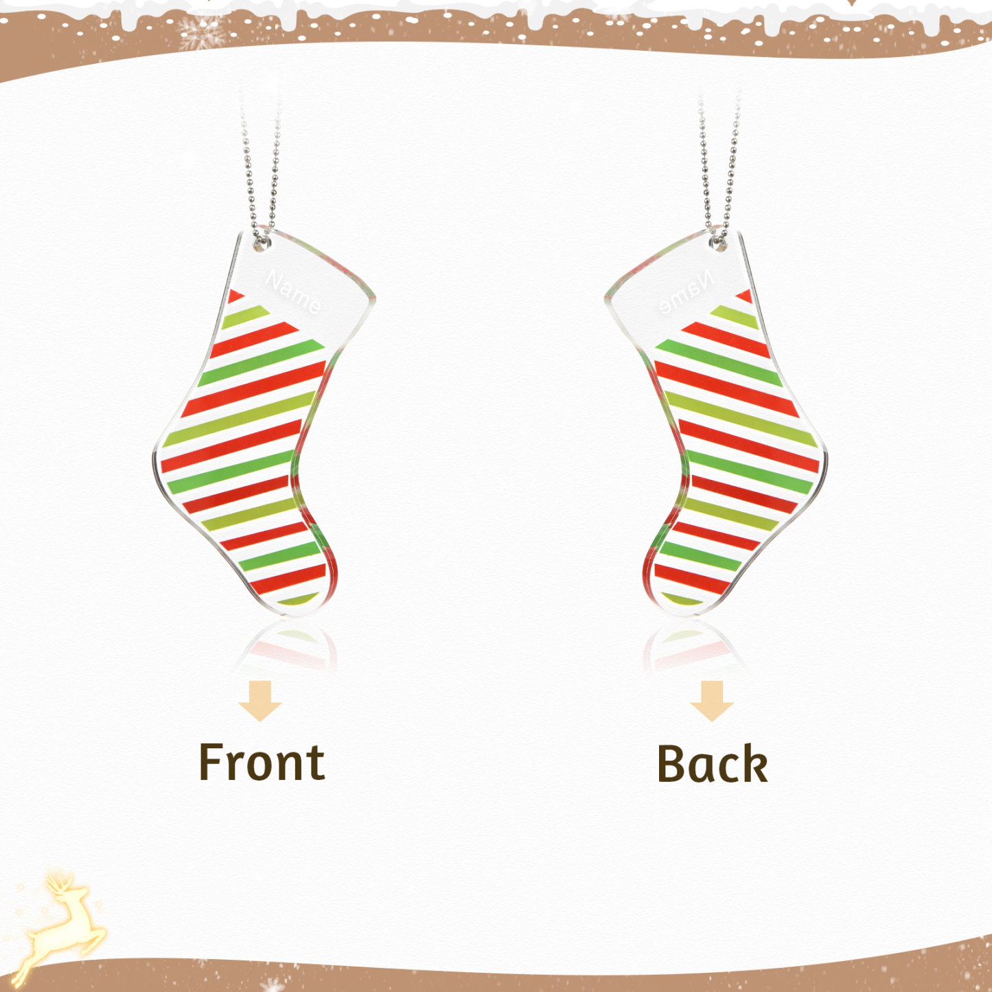 Personalised Acrylic Christmas Sock Ornaments Customised 1 Name Xmas Pendant Gifts for Boys Girls-Jessemade AU