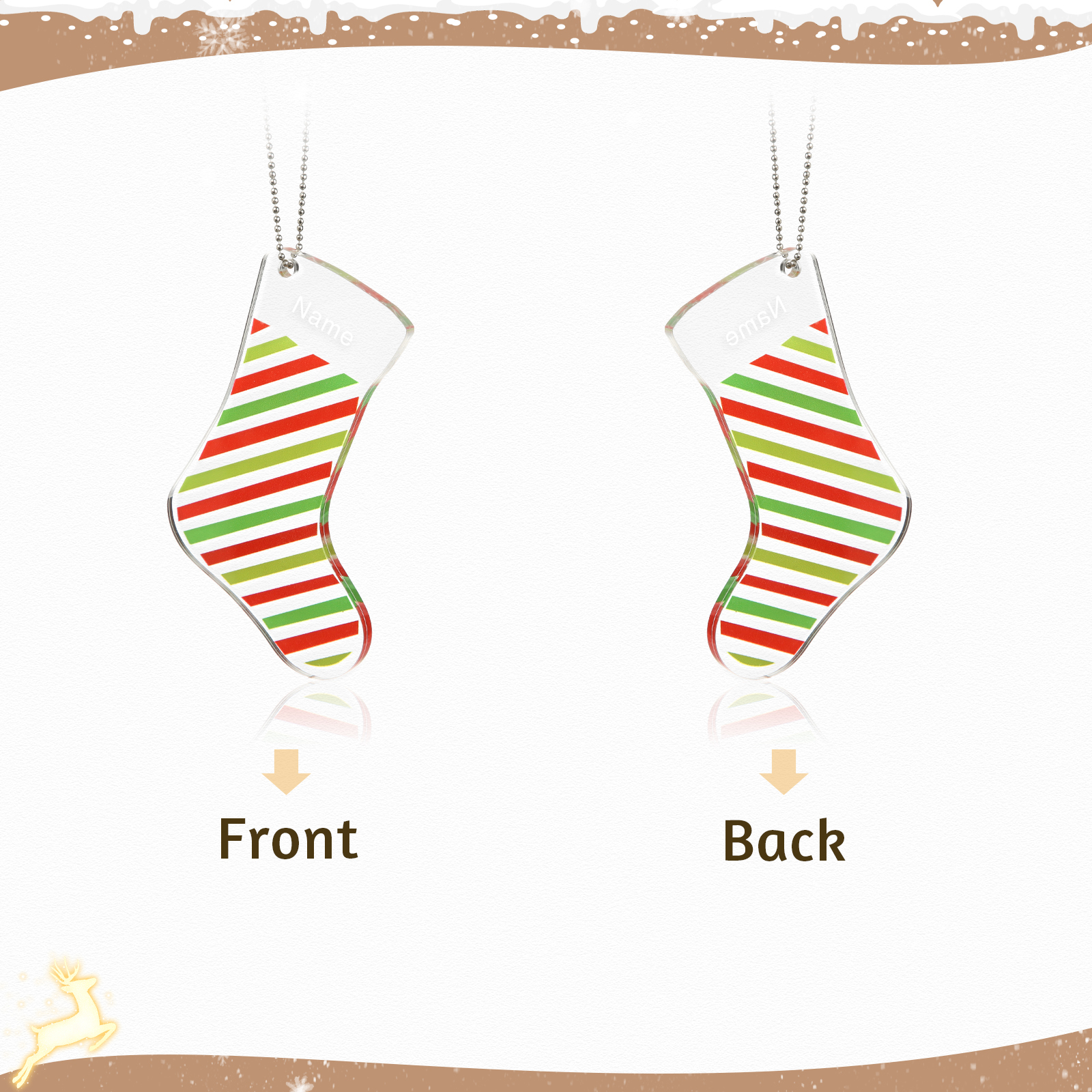 Personalised Acrylic Christmas Sock Ornaments Customised 1 Name Xmas Pendant Gifts for Boys Girls-Jessemade AU