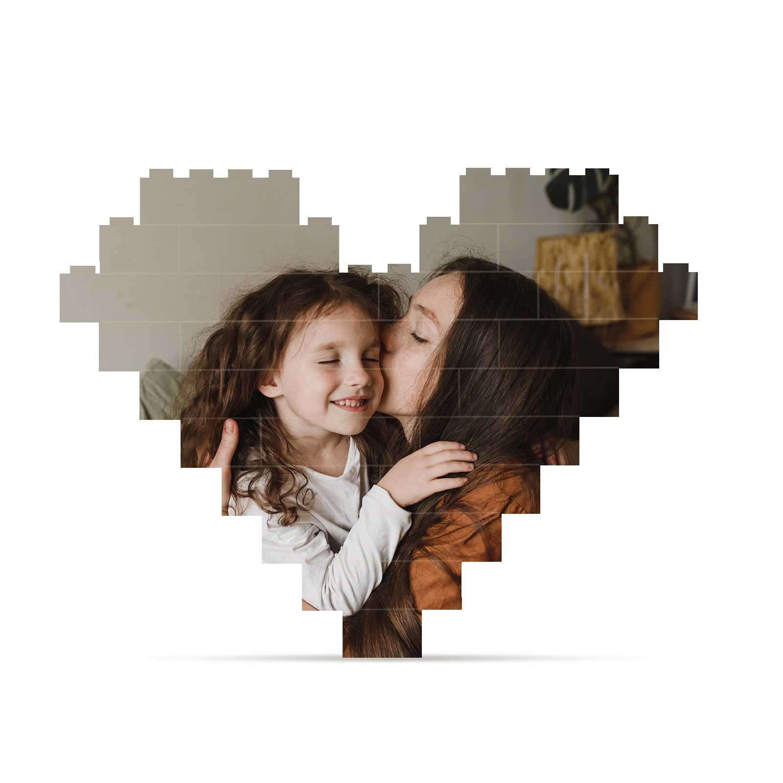 Mothers Gifts Personalised Heart Shape Building Blocks Puzzle Photo Brick Square Shape Puzzle DIY Gift - Single Layers-Jessemade AU