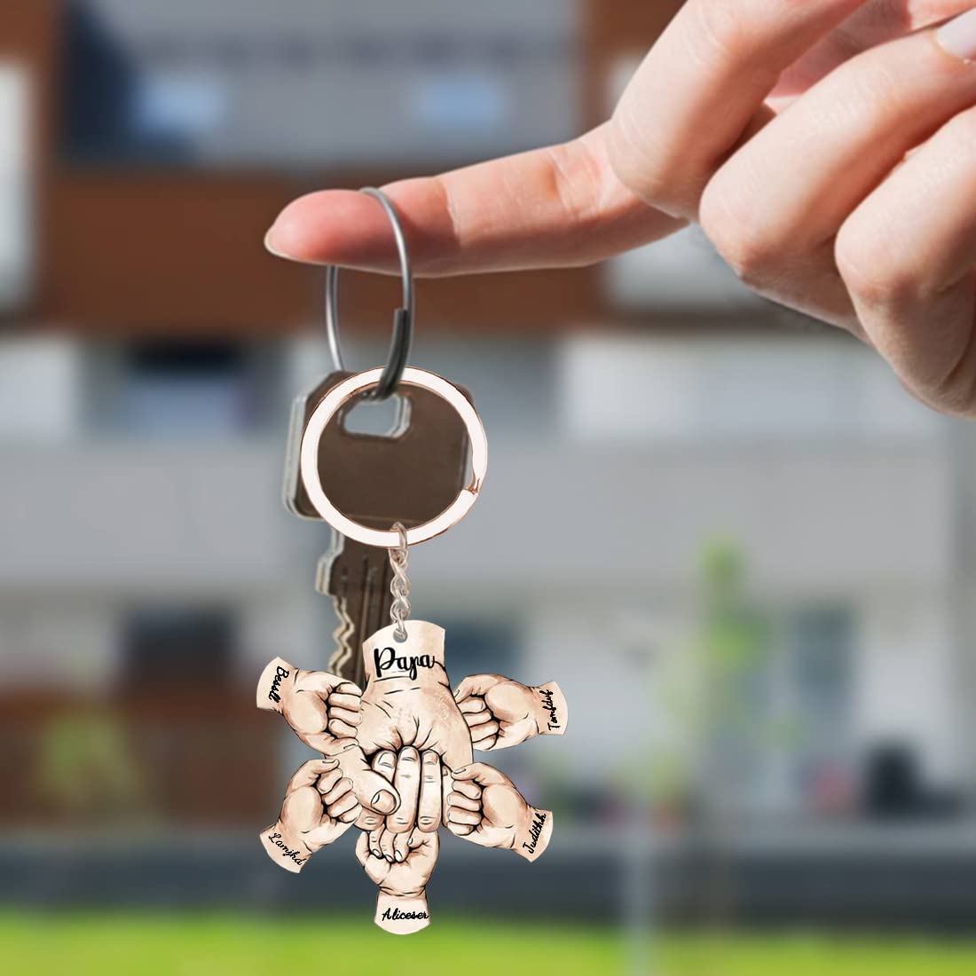 Personalised Fist Bump Keychain Engrave 5 Names Acrylic Keyring Father's Day Gifts-Jessemade AU