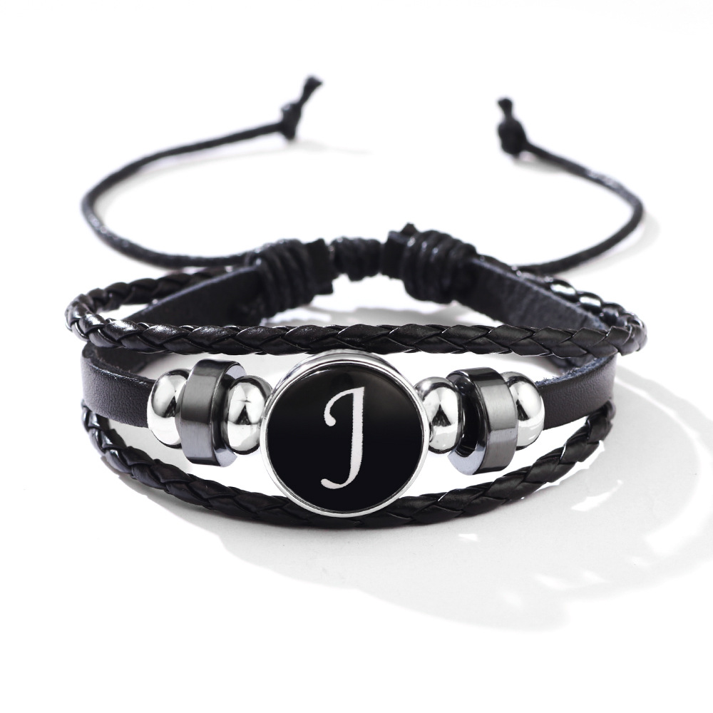 26 Letter Leather Braided Bracelets A-Z Initial Alphabet Beaded Bracelet Gifts for Women Men-Jessemade AU