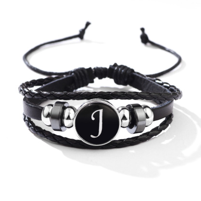 26 Letter Leather Braided Bracelets A-Z Initial Alphabet Beaded Bracelet Gifts for Women Men-Jessemade AU