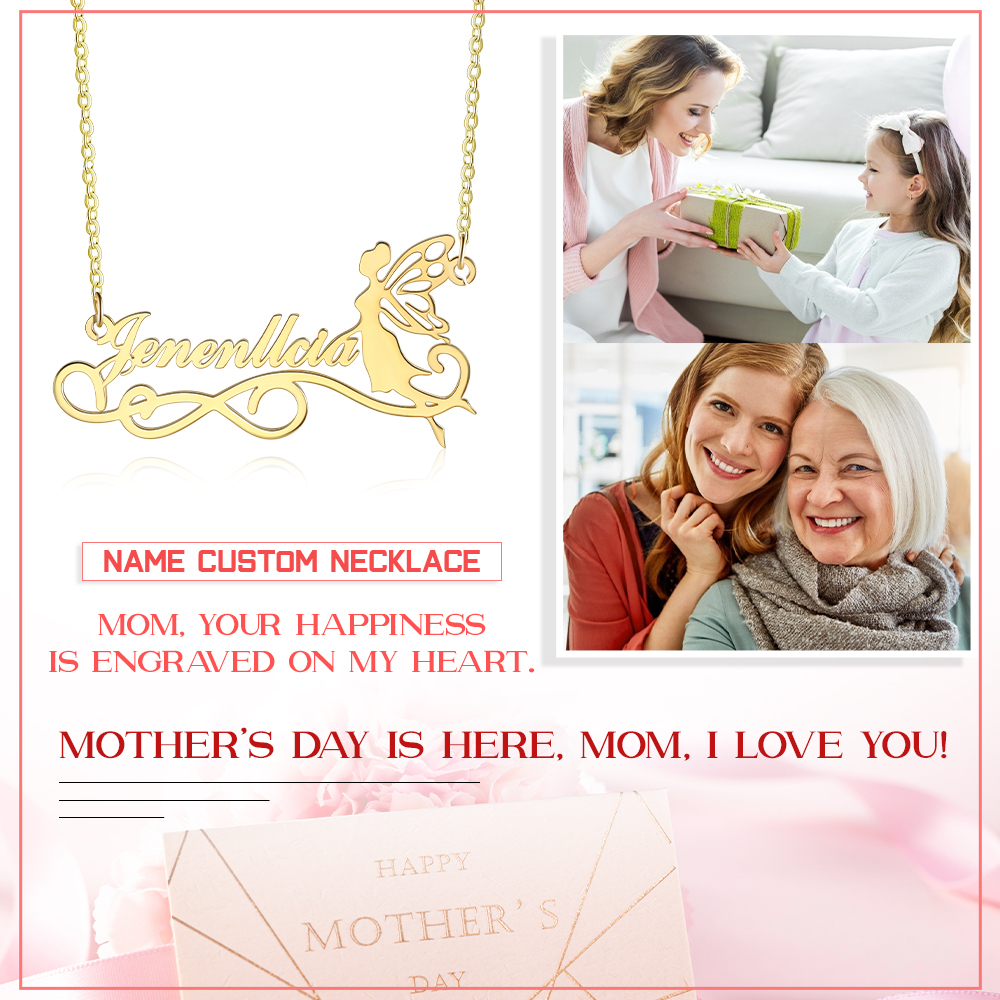 Personalised Butterfly Elf Necklace Custom 1 Name Necklace Gift For Women-Jessemade AU