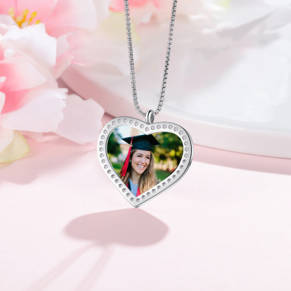Personalised Graduation Necklace Custom Name & Photo Heart Pendant Necklace Gift for Her-Jessemade AU