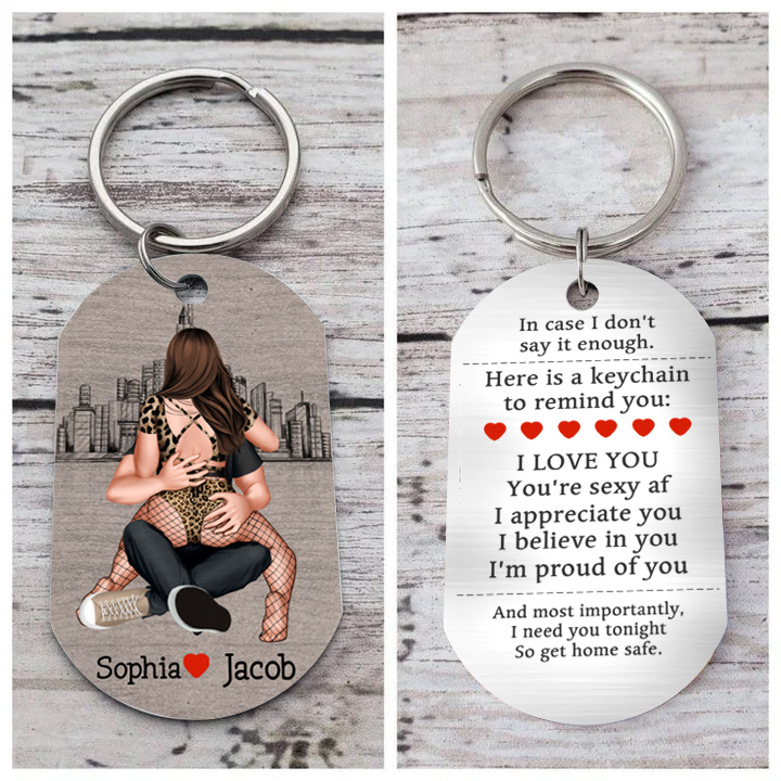 Personalised Couple Keychain Custom 2 Names Keyring "Get Home Safe" Stainless Steel Keychain - Valentine's Gift for Him/Her-Jessemade AU