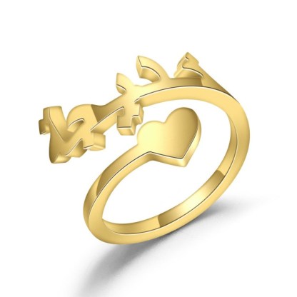 Personalised Arabic Heart Ring Custom 1 Names Open Ring Best Gift For Women-Jessemade AU