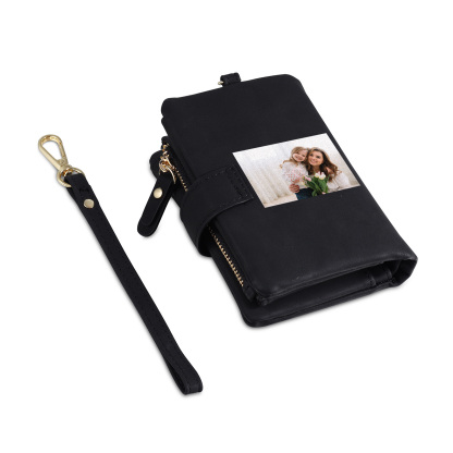 Personalised Women's Leather Wallet Custom Birthday Flower & Name & Photo Wallet Gift for Her