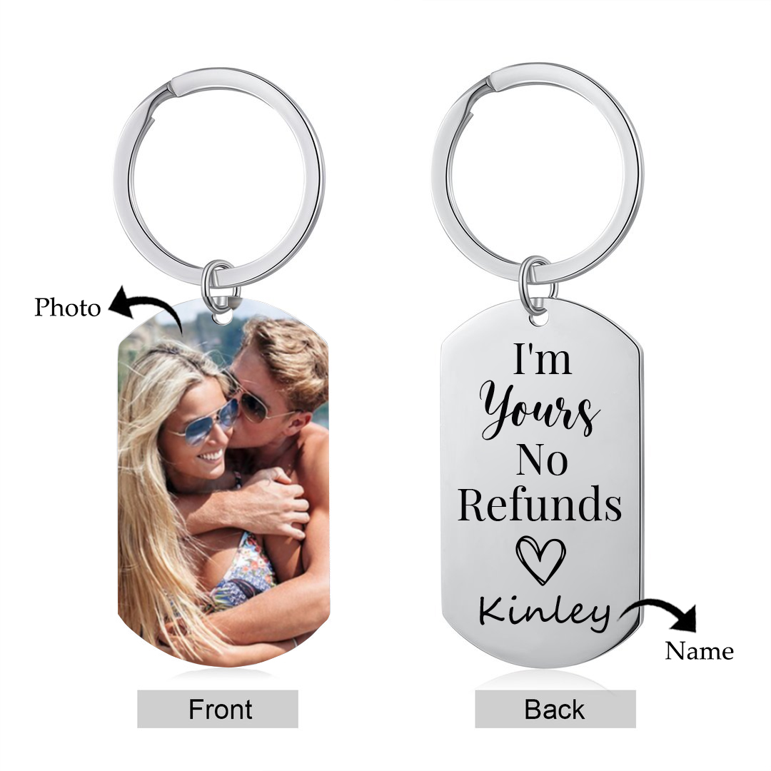 Personalised Photo Keychain for Couple Custom 1 Name Keychain - I'm Yours No Refunds - Valentine's Day Gifts-Jessemade AU