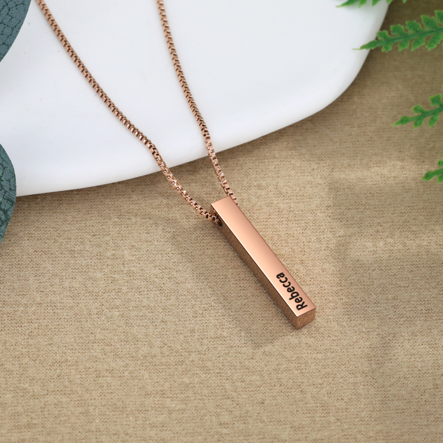 Vertical Bar Necklace Personalised 1 Name 3D Bar Necklace-Jessemade AU