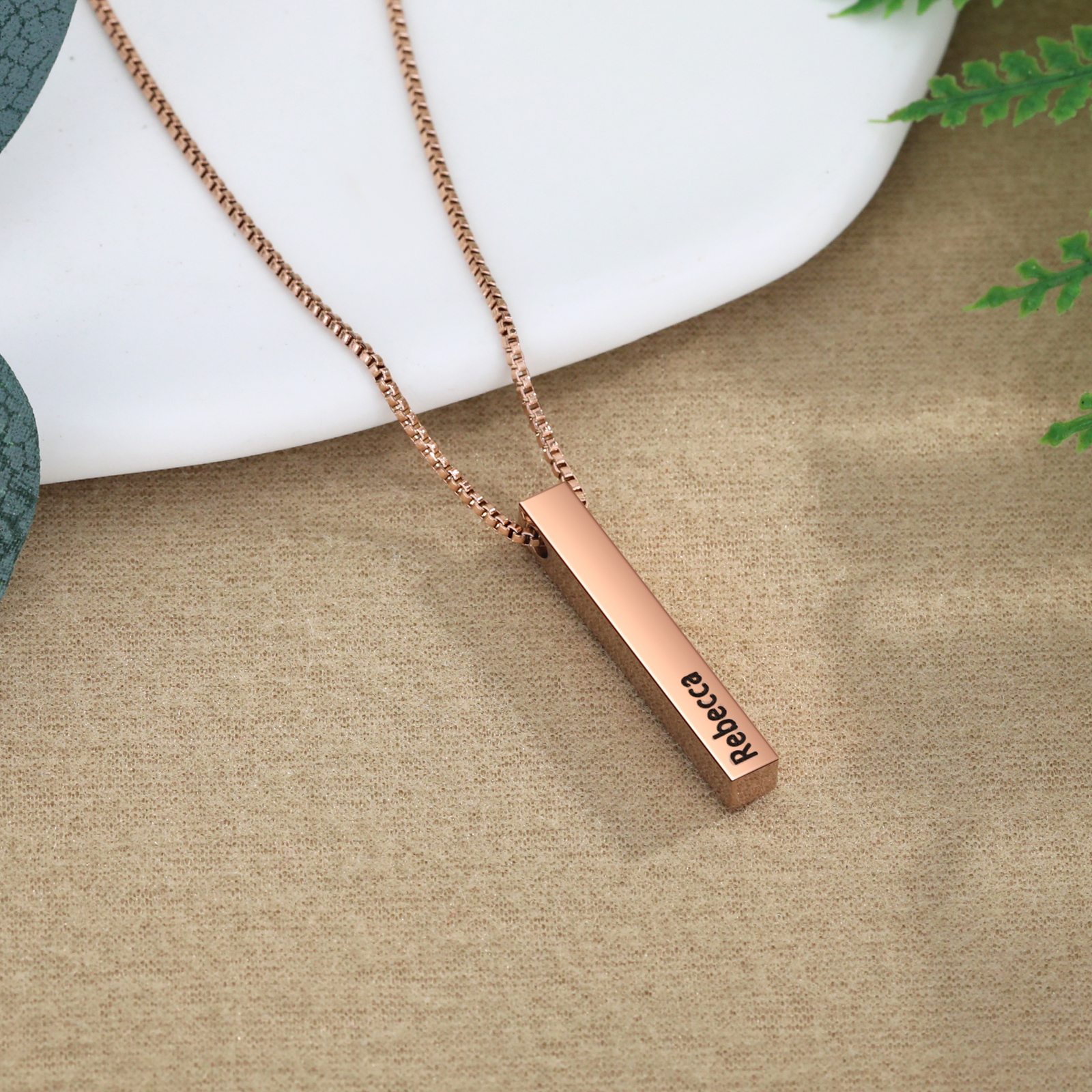 Vertical Bar Necklace Personalised 1 Name 3D Bar Necklace-Jessemade AU