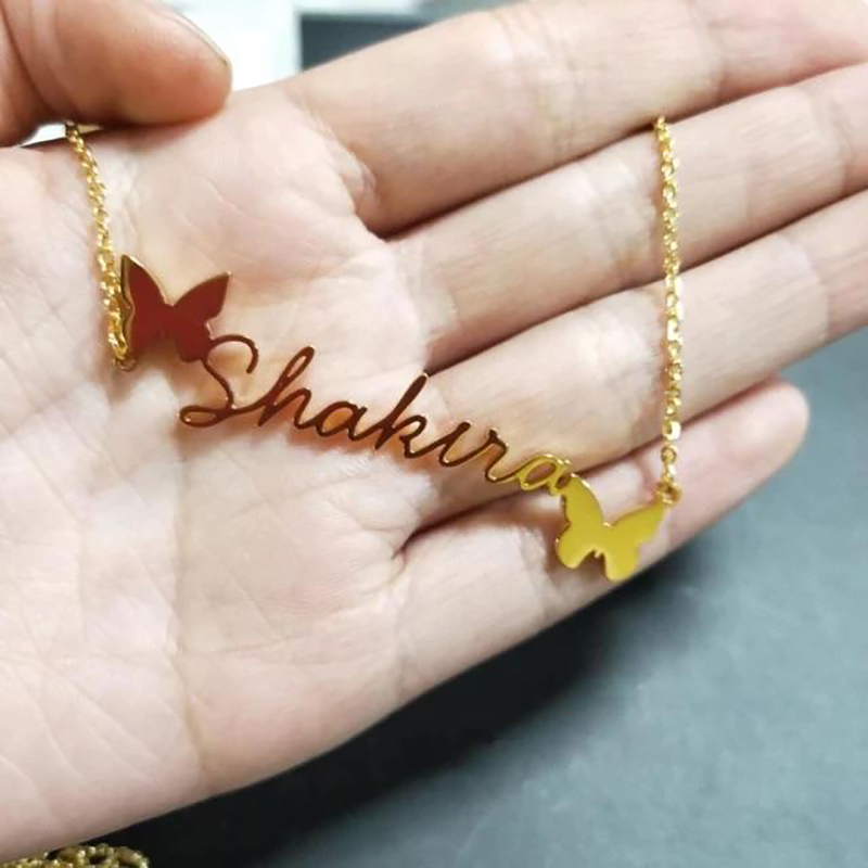 Personalised Butterfly Necklace Custom 1 Name Necklace Gift For Women-Jessemade AU