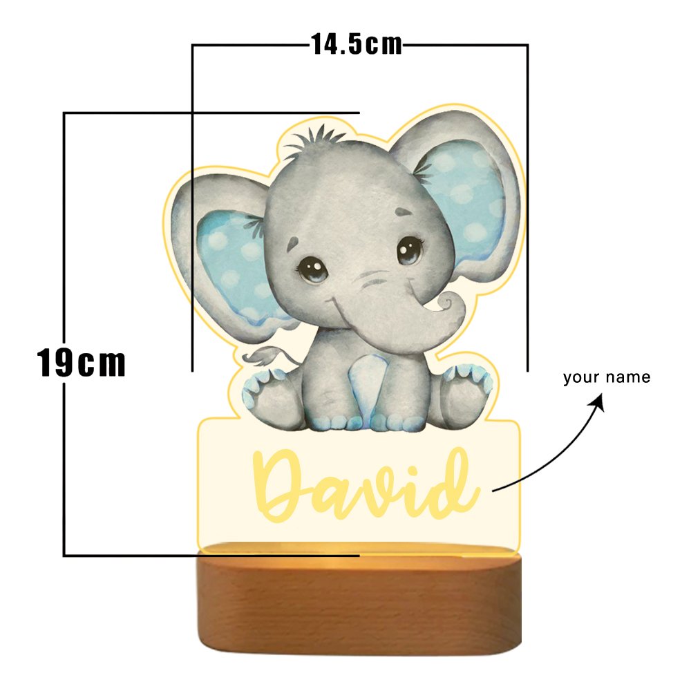 Custom Name Animal Elephant Night Light LED Lamp Gifts For Kids-Jessemade AU