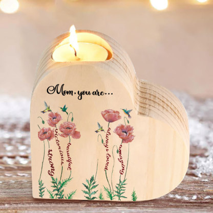 To My Mom-Wooden Heart Candle Holder Flower Candlesticks "you are strong" Gifts For Mother-Jessemade AU