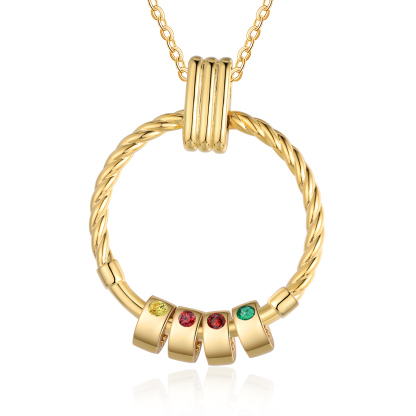 4 Names - Personalised Circle Pendant Necklace Custom Birthstones & Names Necklace Birthday Gift for Her-Jessemade AU