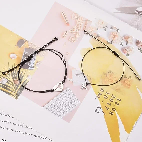 2 Pcs Back to school Love Dinosaur Combination Bracelet Set, Adjustable Bracelets Gift With Gift Card Set For Kids-Jessemade AU