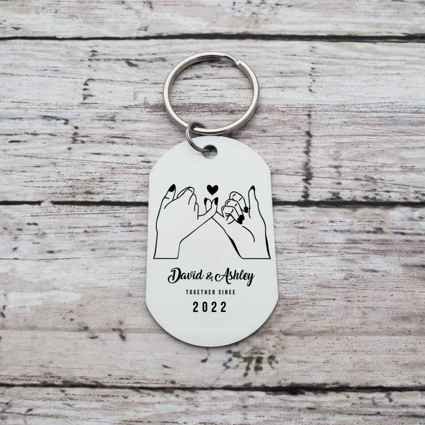 Personalised Couple Photo Keychain Custom 2 Names & Text & Year Keyring Pinky Swear Special Gifts-Jessemade AU