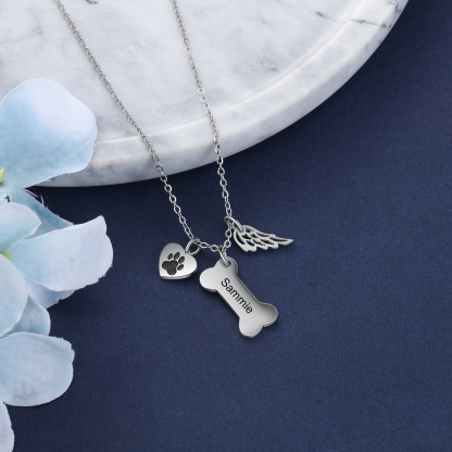 Jessemade Personalised Dog Bone 1 Name Necklace-Jessemade AU