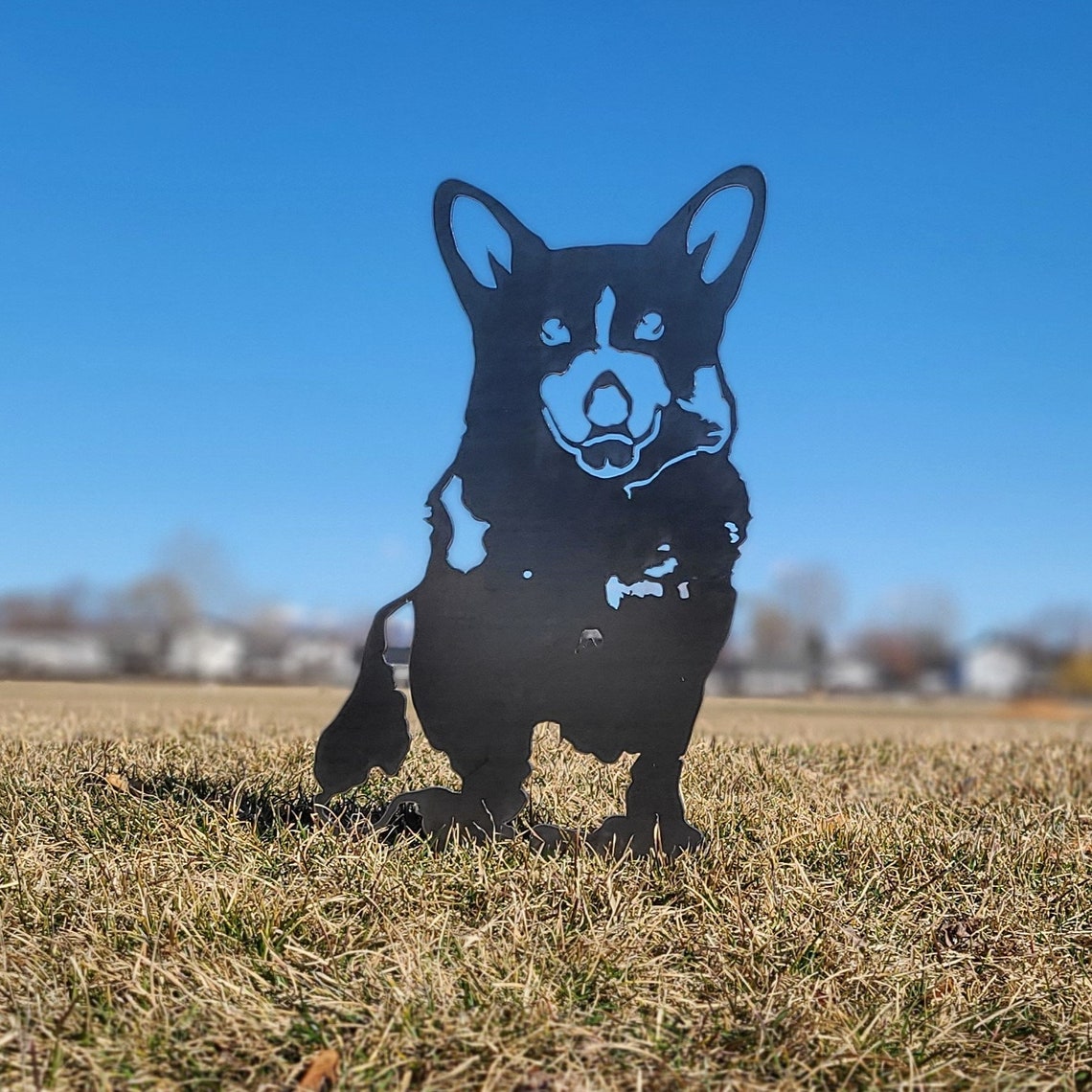 Corgi Metal Dog Silhouette Garden Yard Decoration-Jessemade AU