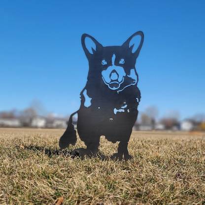 Corgi Metal Dog Silhouette Garden Yard Decoration-Jessemade AU