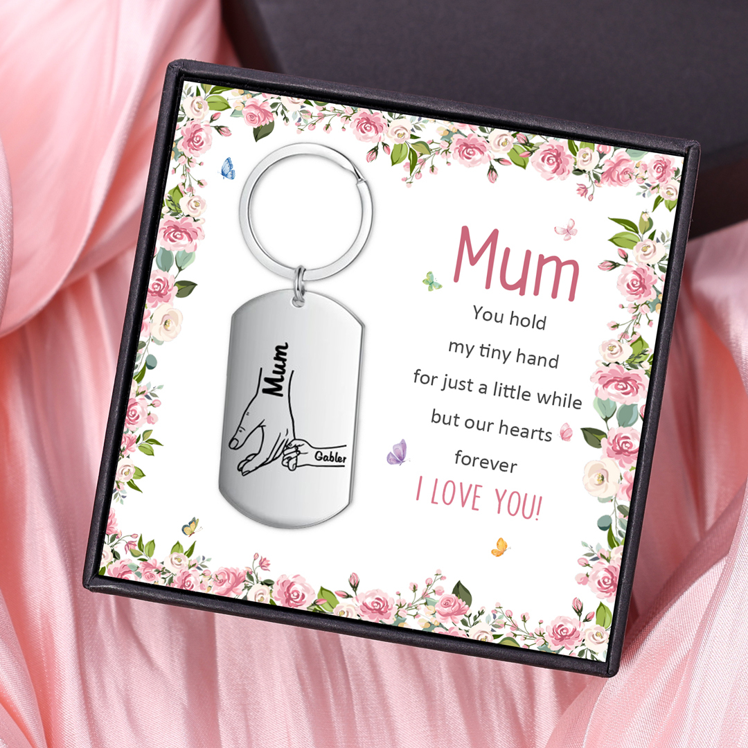 2 Names - Personalised Name Keychain Holding Hands Keychain Mother's Day Gifts For Grandma/Mother-Jessemade AU