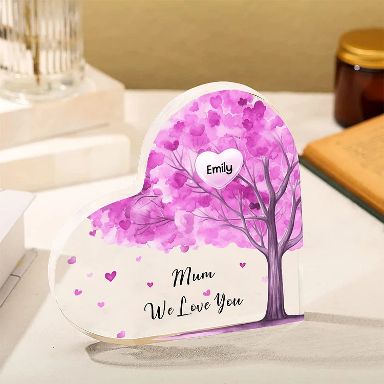 1 Name - Personalised Acrylic Heart Keepsake Custom Text Purple Tree Ornaments Gifts for Grandma/Mother-Jessemade AU