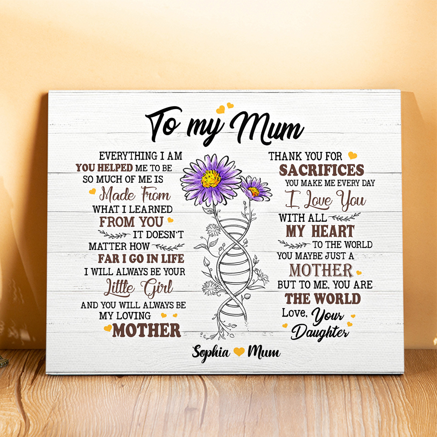 To My Mum Sunflowers Picture Board Keepsake Wood Signs Photo Frame-Jessemade AU