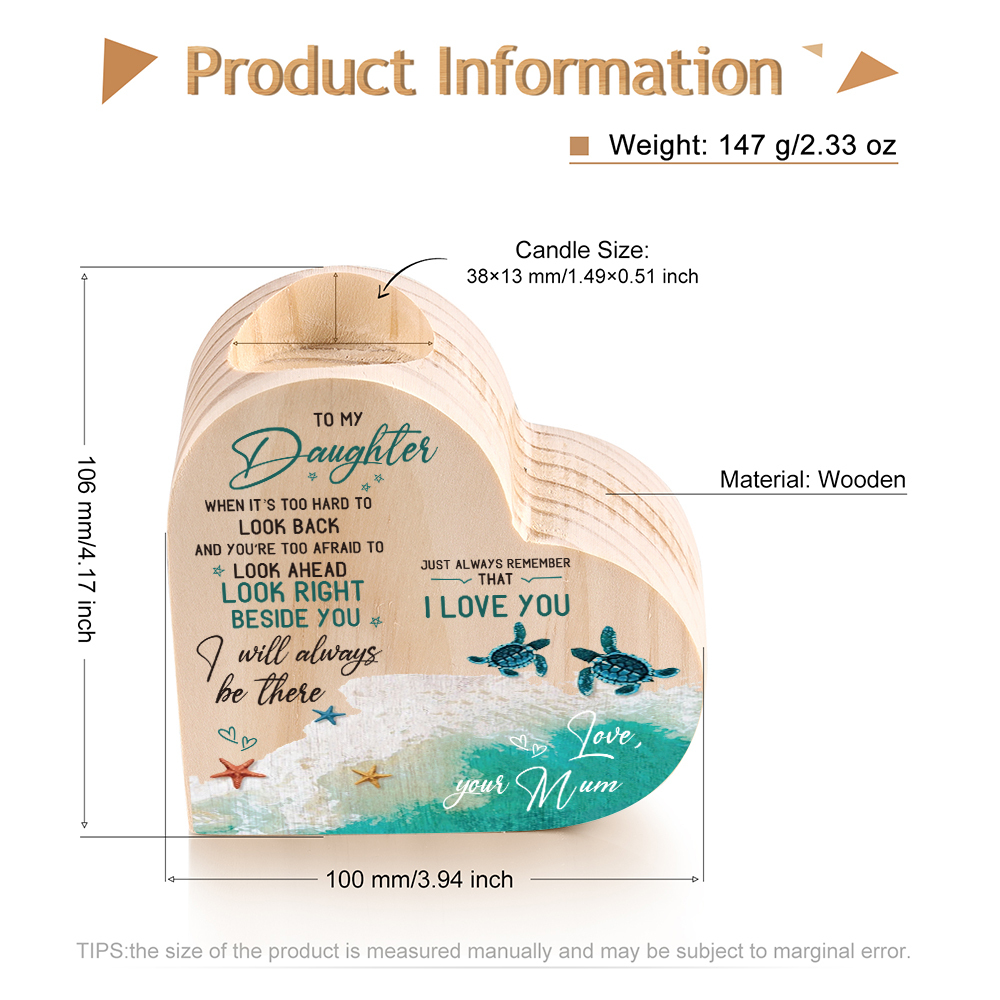 To My Daughter Wooden Heart Candle Holder "I will always be there" Gifts For Daughter-Jessemade AU